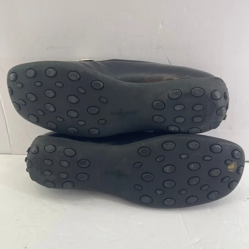 Sesto Meucci‎ Loafers Womens 7.5N Black Buckle Leather Driving Flats Chic